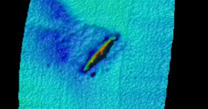 U-352 wreck. 1m resolution multibeam.