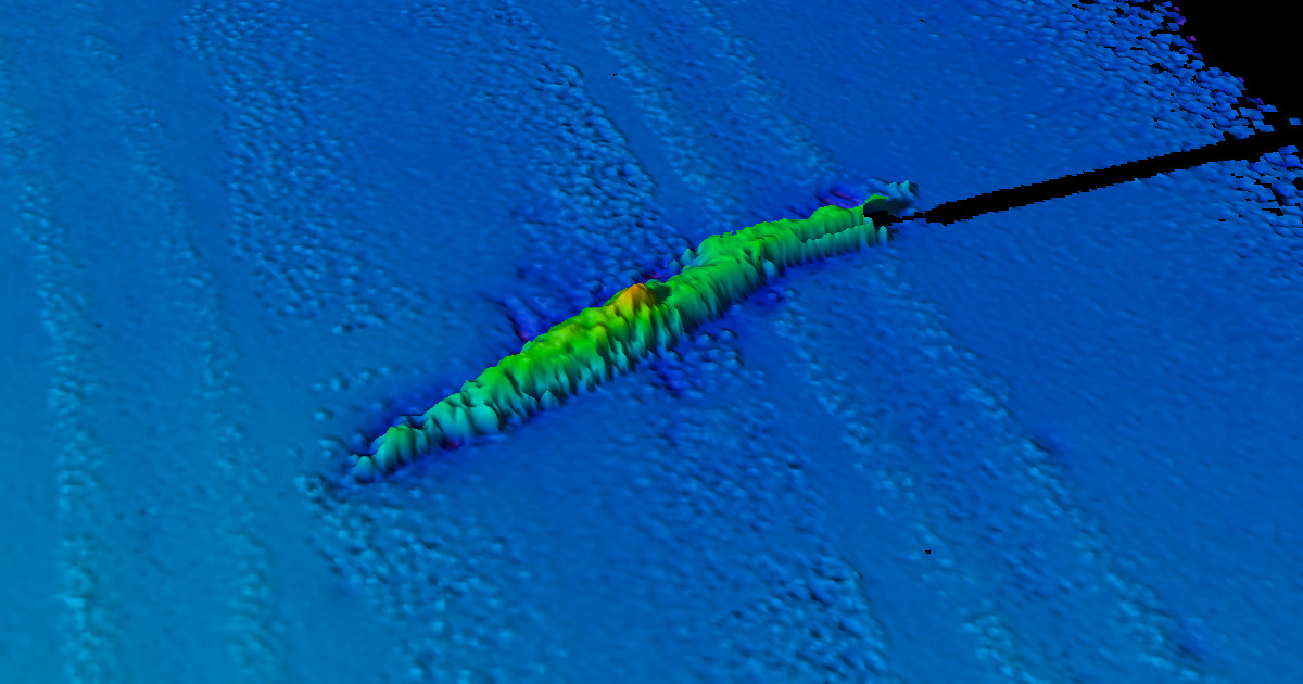 U-853 3D perspective view.